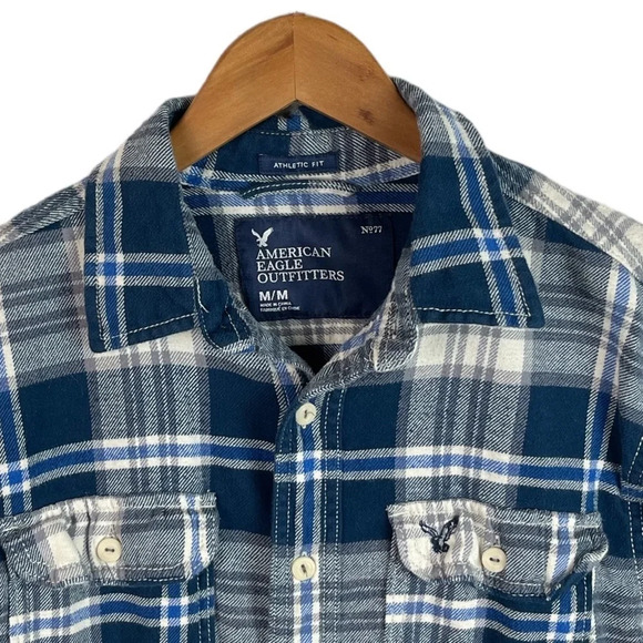 BF1079 Mens American Eagle Outfitters Athletic Fit Plaid Flannel Button Shirt M - Picture 3 of 5